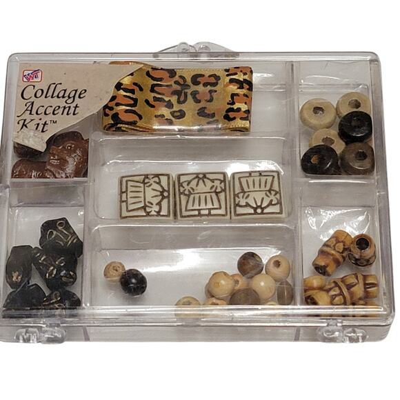 WT Collage‎ Accent Kit Tribal African 44 Pc Beads Ribbon Elephant Mask Crafts - Picture 1 of 3